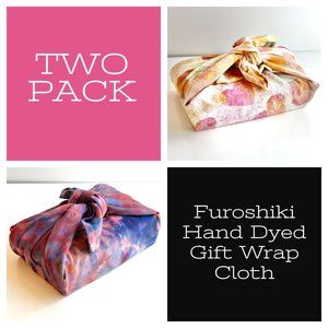 Furoshiki 2 PACK Handmade Japanese Gift Wrap Reusable Upcycle Cloth